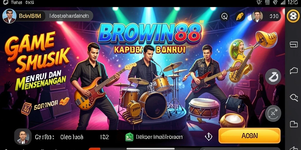 Tangkapan layar utama gameplay BROWIN88 menunjukkan keseruan bermain musik.