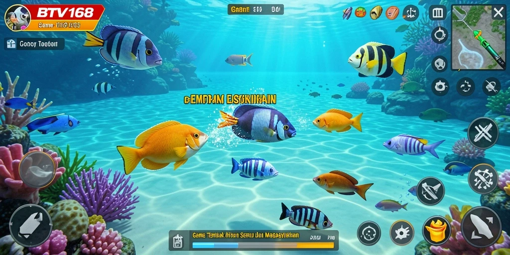 Screenshot gameplay BTV168 dengan aksi menembak ikan yang seru.