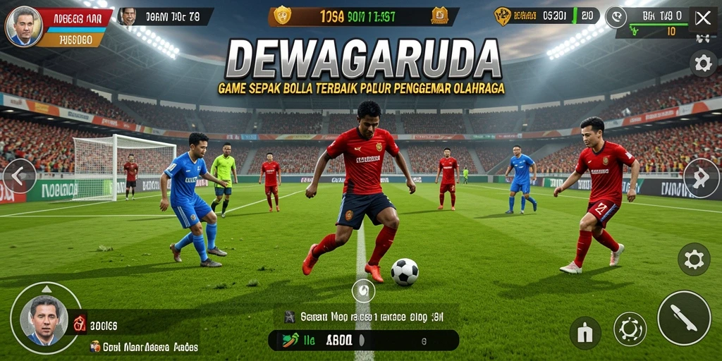 Tangkapan layar DEWAGARUDA menunjukkan aksi seru di lapangan sepak bola.