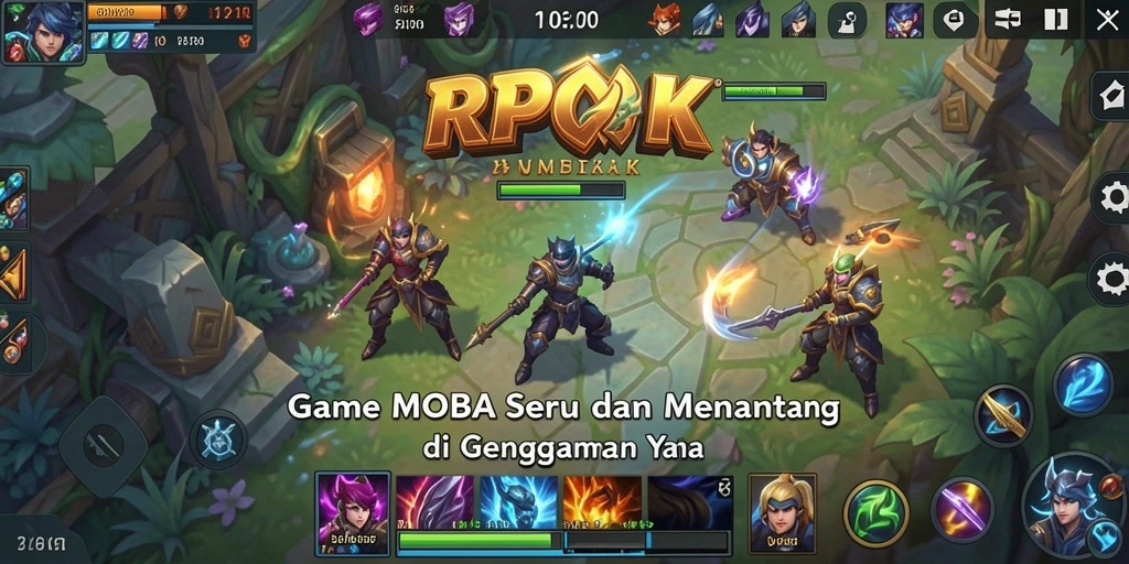 Screenshot permainan RPOK yang menunjukkan pertempuran tim yang strategis.