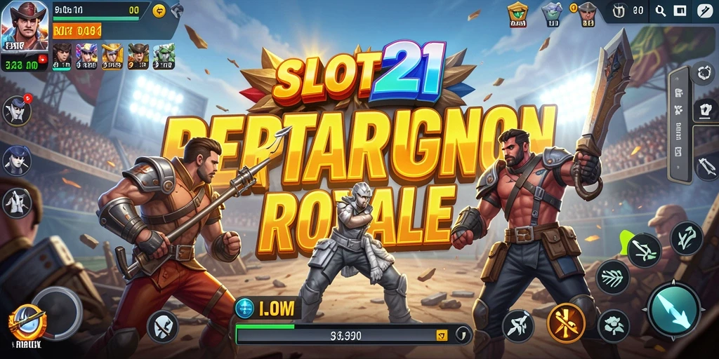 Gameplay SLOT21 yang penuh aksi dalam pertarungan Battle Royale.