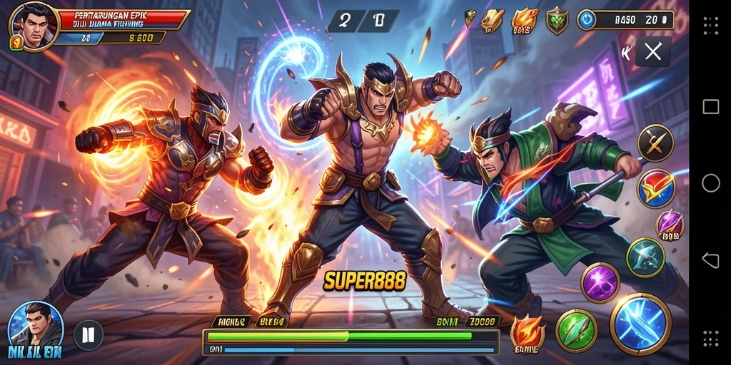 Tangkapan layar gameplay SUPER88 menampilkan aksi pertarungan yang mendebarkan.