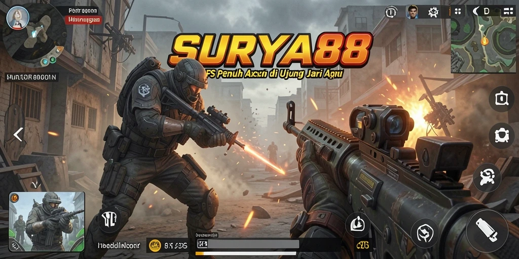 Gameplay intens dengan aksi tembak-menembak yang menegangkan di SURYA88.